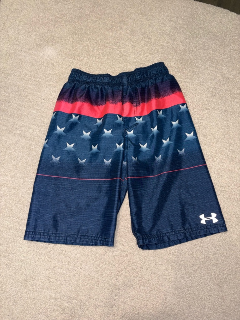 Under Armour Boys Americana Stars & Stripes Swim Trunks - Youth Medium